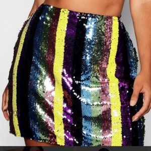 Boohoo Sequin Striped Skirt Sz.20
